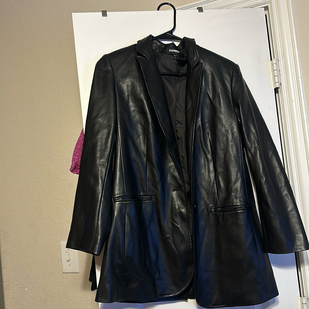 Black leather express blazer
